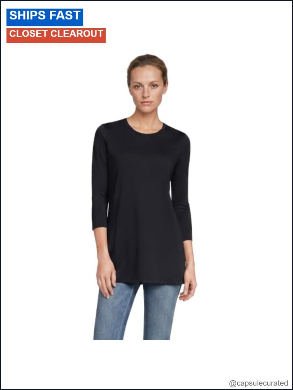 Women's Supima Cotton 3/4 Sleeve Crewneck Tunic